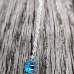 925 Silver Necklace with cage Pendant with a Blue Luxury Glass Crystal Brilliant