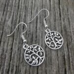 Silver Fashion Jewelry Drop Earring with a Plant of Life