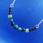 925 Silver Necklace with a Blue Tiger Eye Stone with Onyx Pendant
